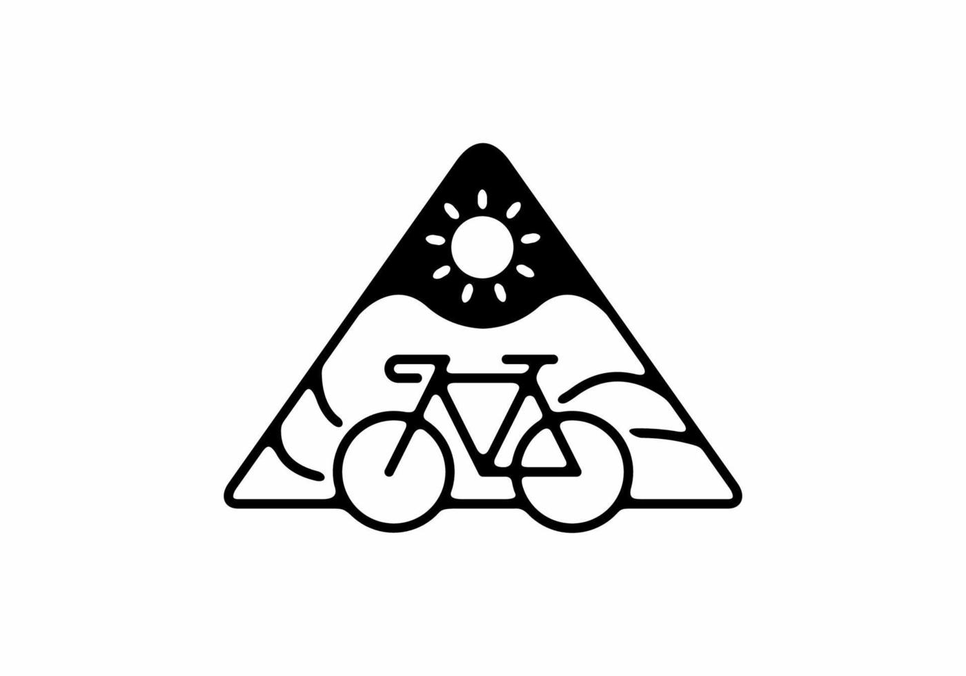 schwarze Linie Kunstillustration des Fahrrads in Dreiecksform vektor