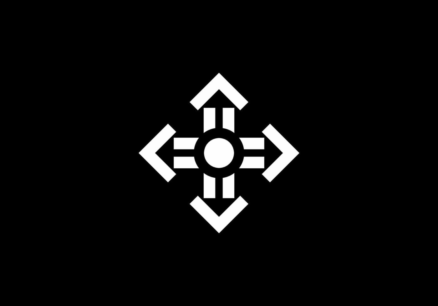 schwarz-weißes Kreuzzeichen mit Pfeil vektor