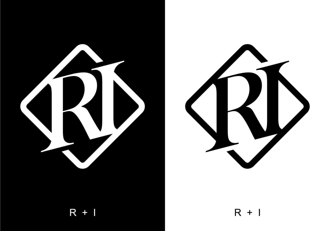 Schwarz-Weiß-Farbe des Anfangsbuchstabens ri vektor
