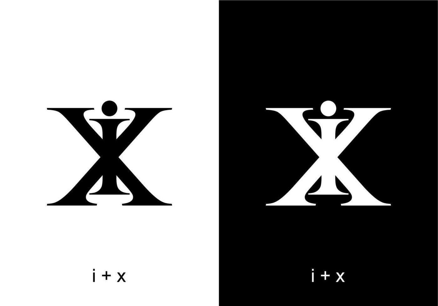 schwarz-weißer ix- oder xi-anfangsbuchstabentext vektor