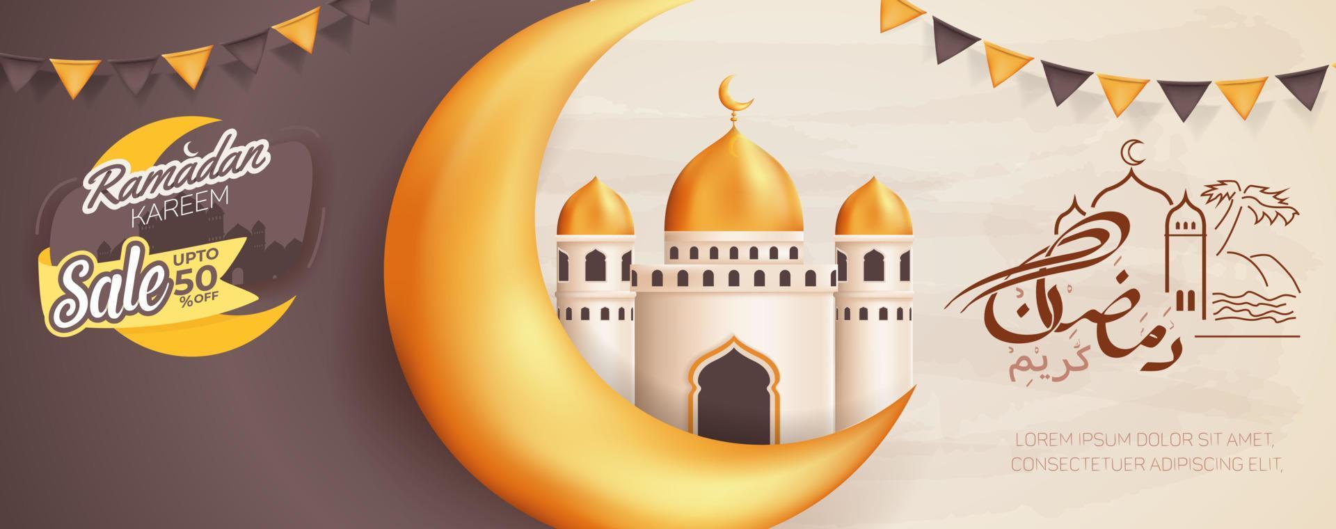 ramadan kareem rea upp till 50 procent vektor bannerannonsdesign