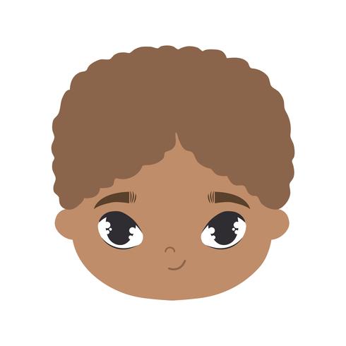 Leiter der niedlichen kleinen Jungen Afro Avatar Charakter vektor