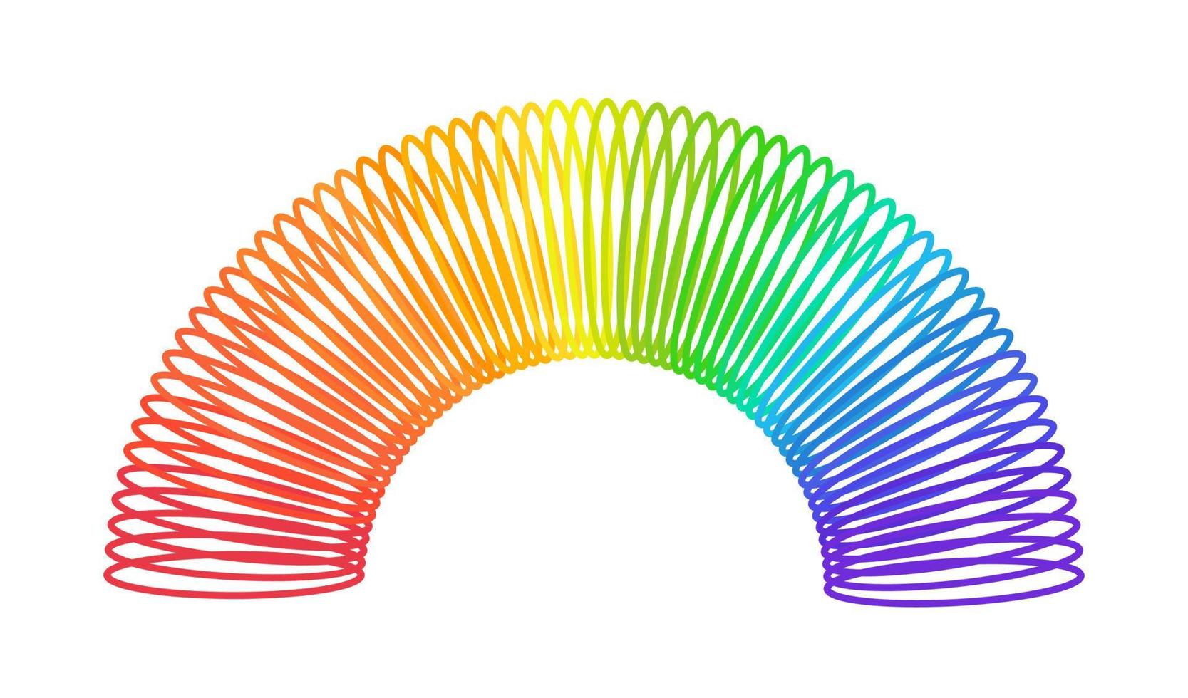 Regenbogen-Spiralfeder-Spielzeug. Kinderzauber Slinky Spring. farbiges Kinderspielzeug aus Kunststoff. Vektor-Illustration isoliert auf weißem Hintergrund vektor