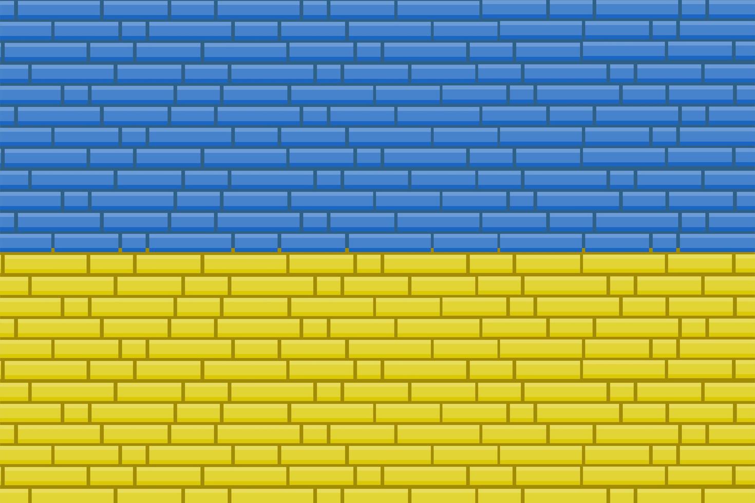 Ukraine-Flagge auf dem Hintergrund einer Backsteinmauer. internationaler protest, stoppt den krieg gegen die ukraine. vektor