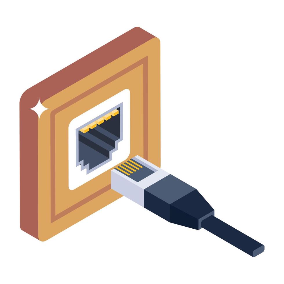 Netzstecker-Symbol in isometrischem Design, Stecker editierbarer Vektor