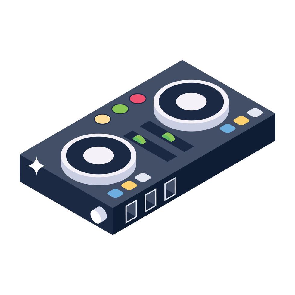 ein DJ-Musikgeräte-Symbol im isometrischen Stil, DJ-Mixer-Vektor vektor