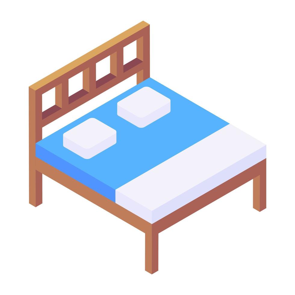 trendige einzigartige isometrische Ikone des Bettes, editierbarer Vektor