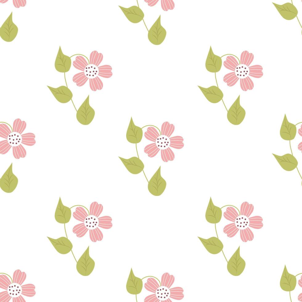 sömlösa blommönster. dekorativ blomma med grenar och löv på vit bakgrund. vektor illustration. botaniskt mönster för dekor, design, tryck, förpackningar, tapeter och textil