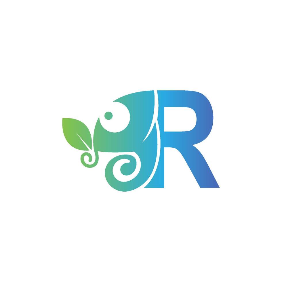 bokstaven r ikon med kameleont logotyp formgivningsmall vektor