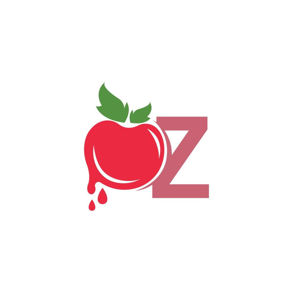 buchstabe z mit tomatenikonenlogo-designschablonenillustration vektor