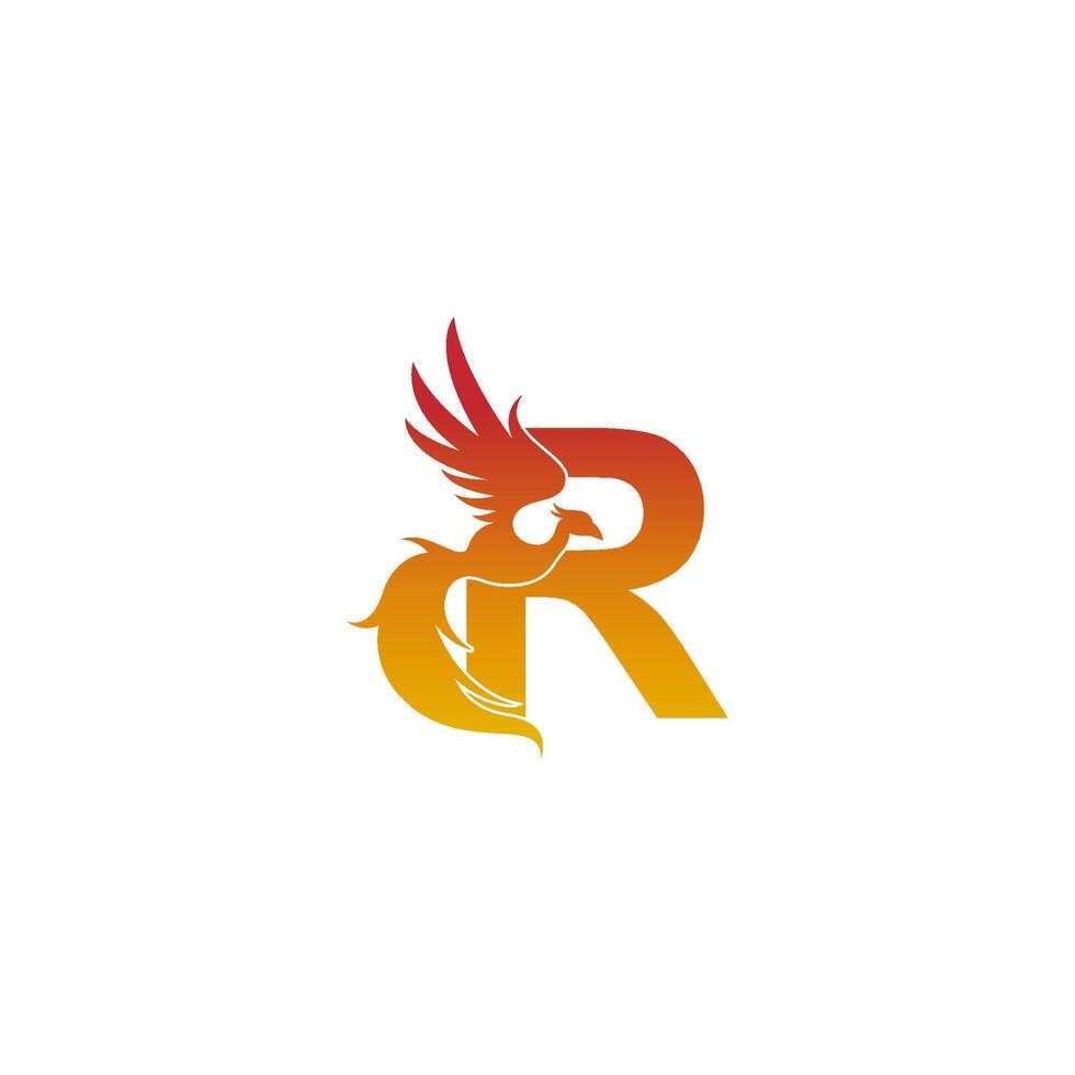 buchstabe r-symbol mit phoenix-logo-design-vorlage vektor