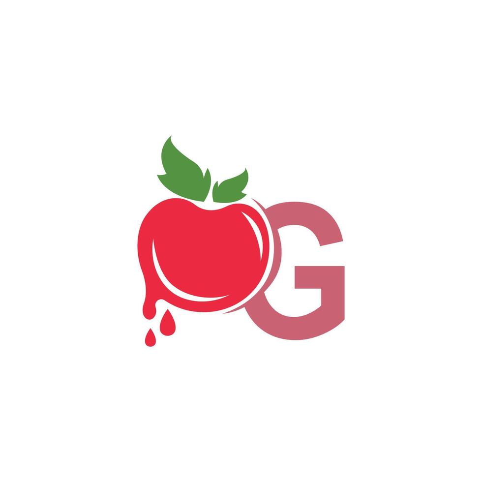 buchstabe g mit tomatenikonenlogo-designschablonenillustration vektor