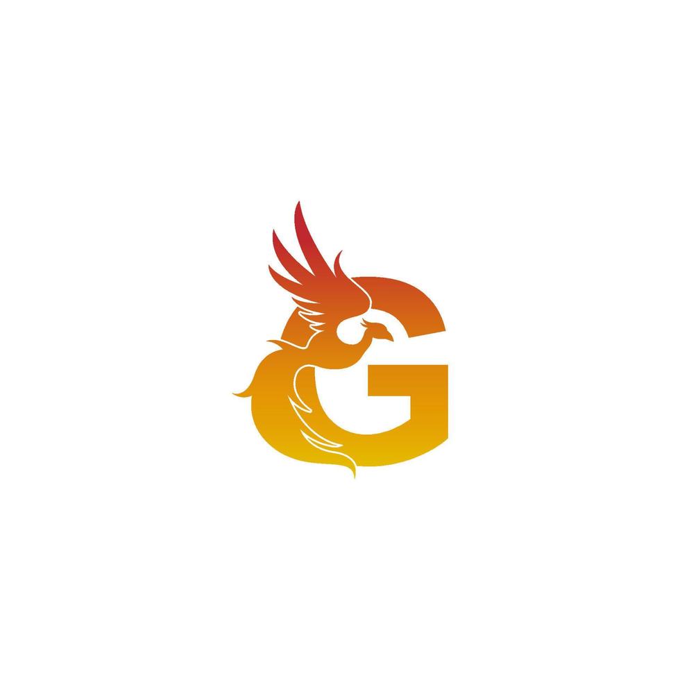 Buchstabe g-Symbol mit Phönix-Logo-Design-Vorlage vektor