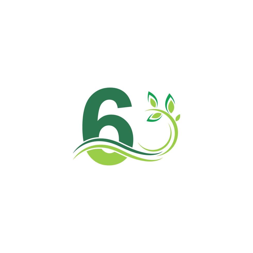 Nummer 6-Symbol mit floraler Logo-Design-Vorlagenillustration vektor