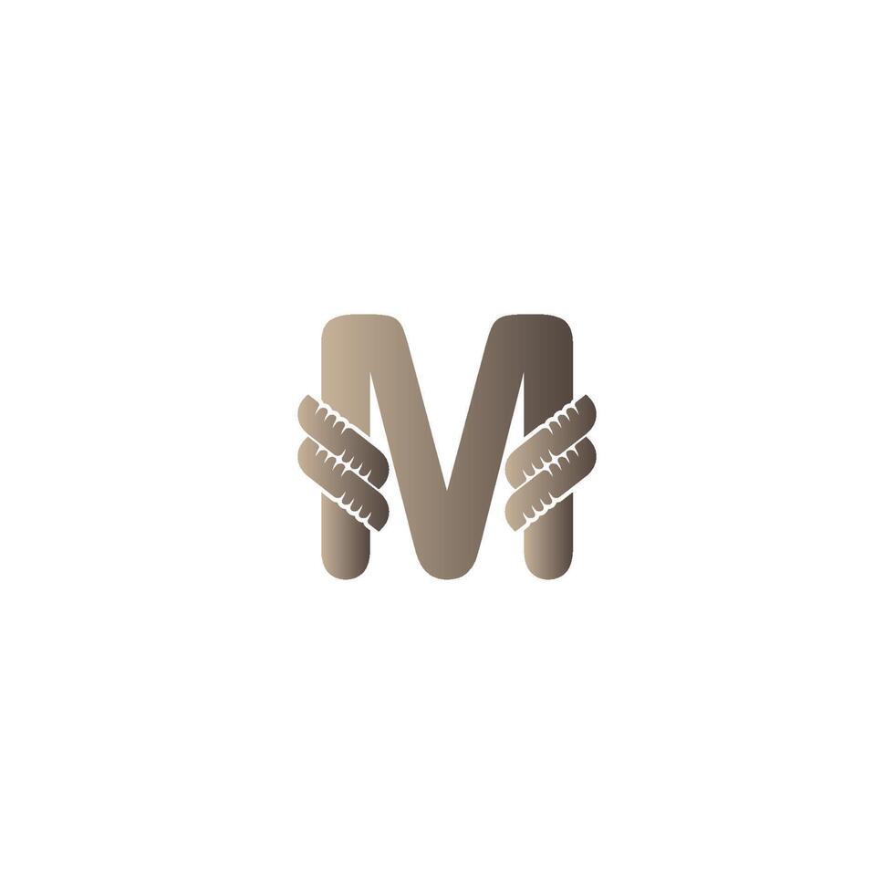 Buchstabe m eingewickelt in Seil-Symbol-Logo-Design-Illustration vektor