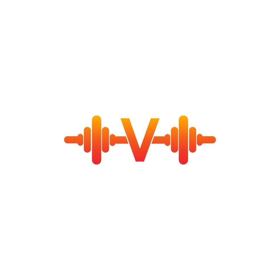 buchstabe v mit barbell symbol fitness design template illustration vektor