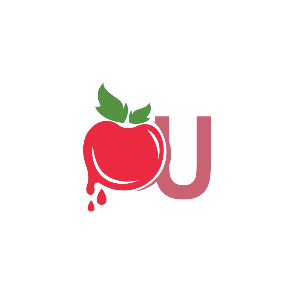 buchstabe u mit tomatenikonenlogo-designschablonenillustration vektor