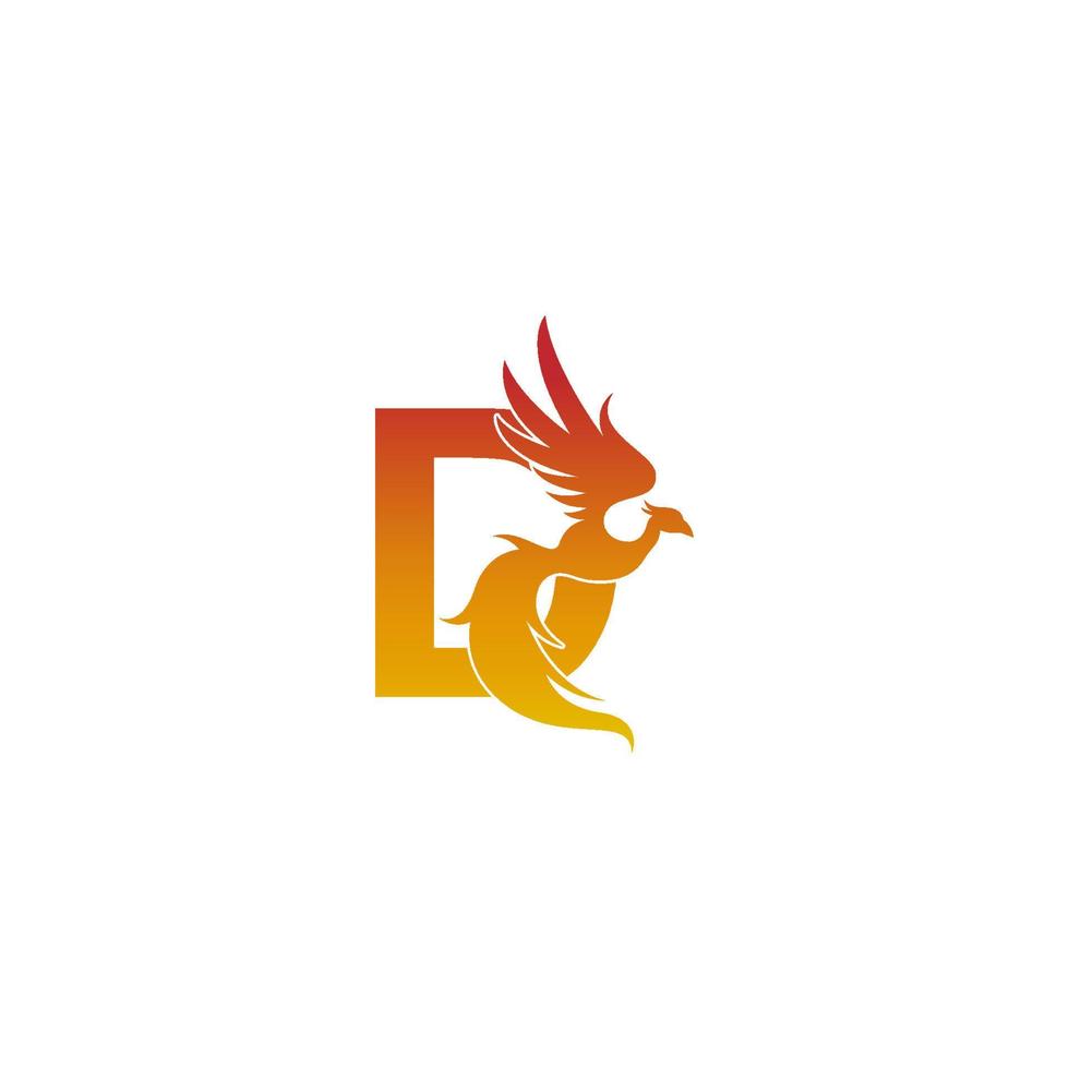 bokstaven d-ikonen med phoenix logotyp formgivningsmall vektor