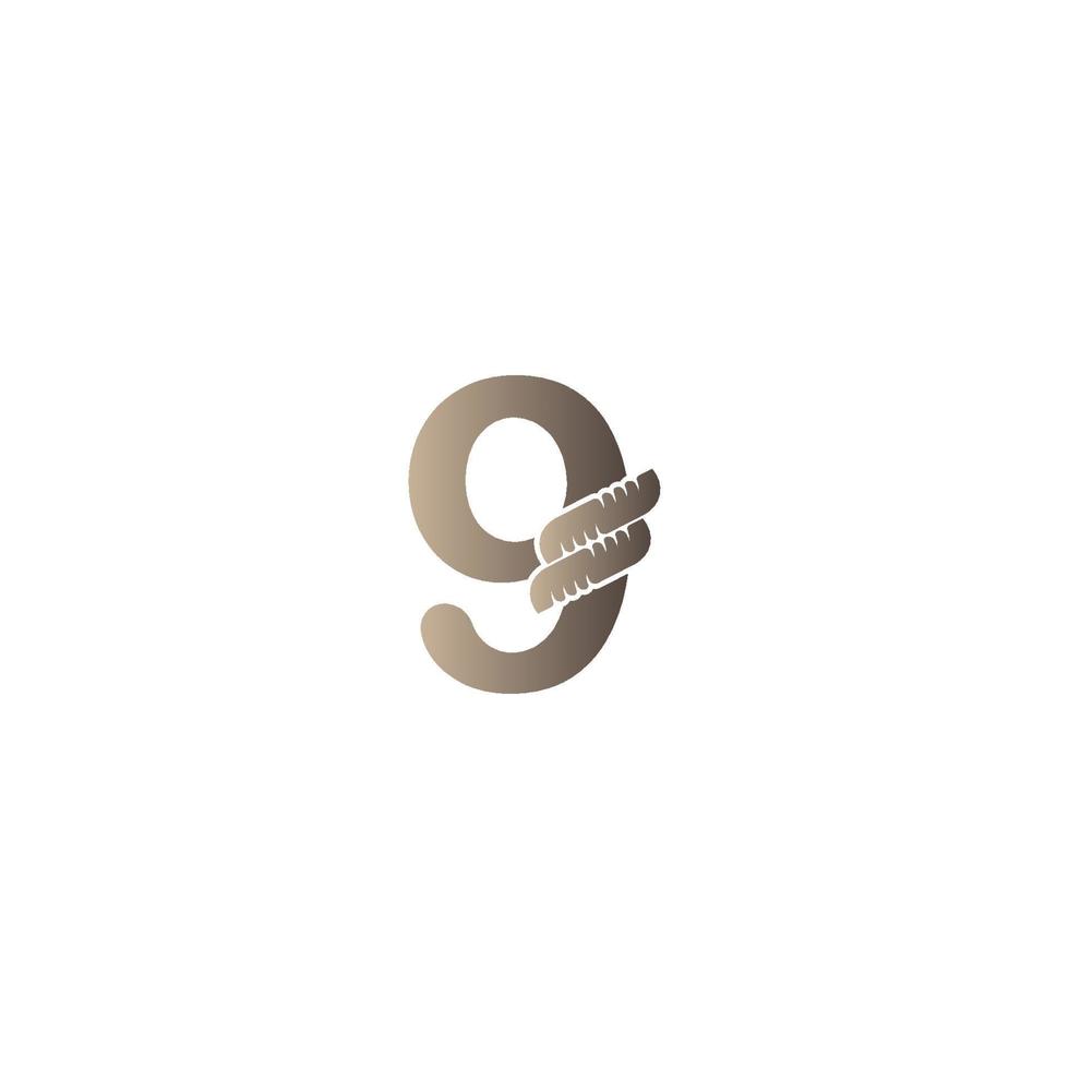 Nummer 9 eingewickelt in Seil-Symbol-Logo-Design-Illustration vektor