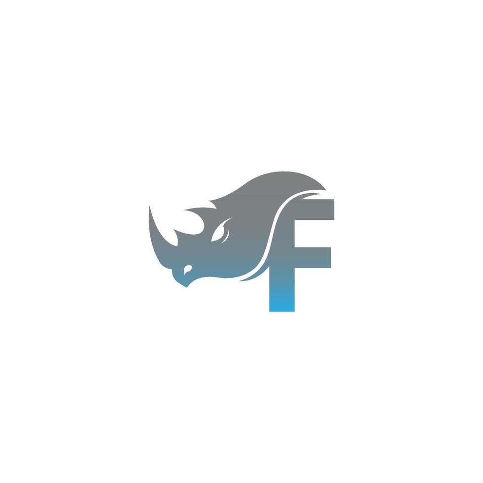 buchstabe f mit nashornkopf-symbol-logo-vorlage vektor