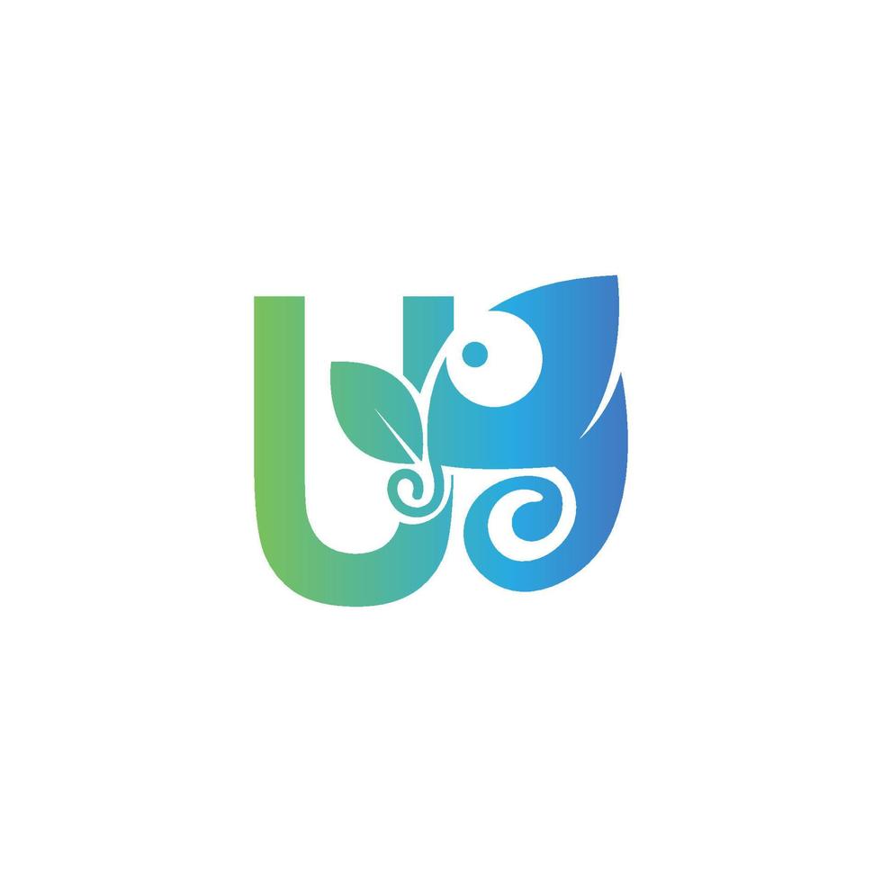 Buchstabe u-Symbol mit Chamäleon-Logo-Design-Vorlage vektor