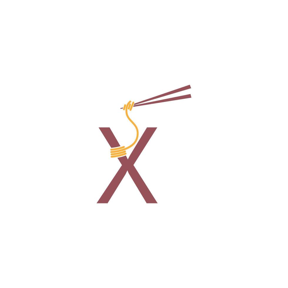 Nudeldesign um eine Symbolvorlage mit dem Buchstaben x gewickelt vektor