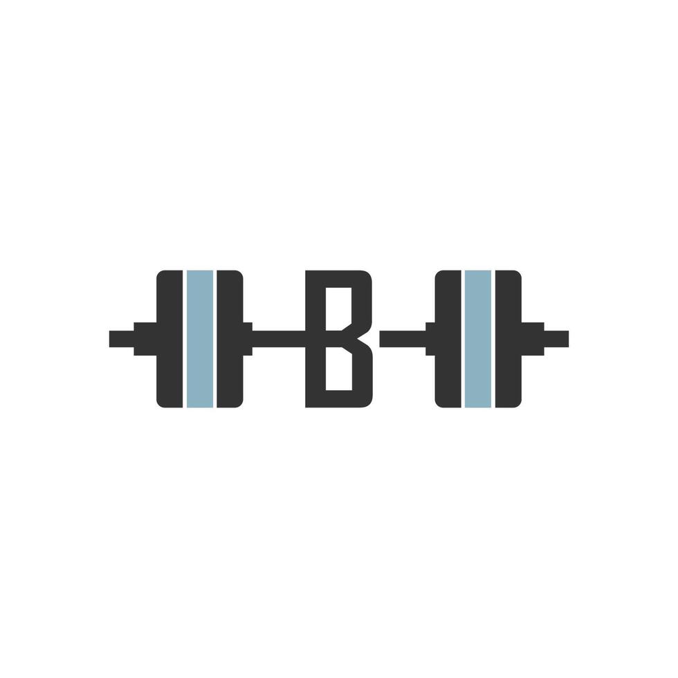 Buchstabe b mit Langhantel-Symbol Fitness-Design-Vorlage vektor