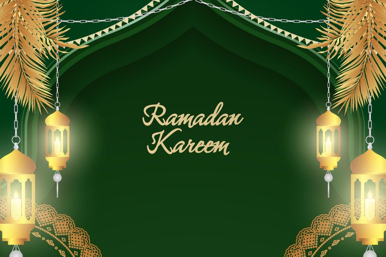 hintergrund ramadan kareem islamische grüne und goldene farbe mit element vektor