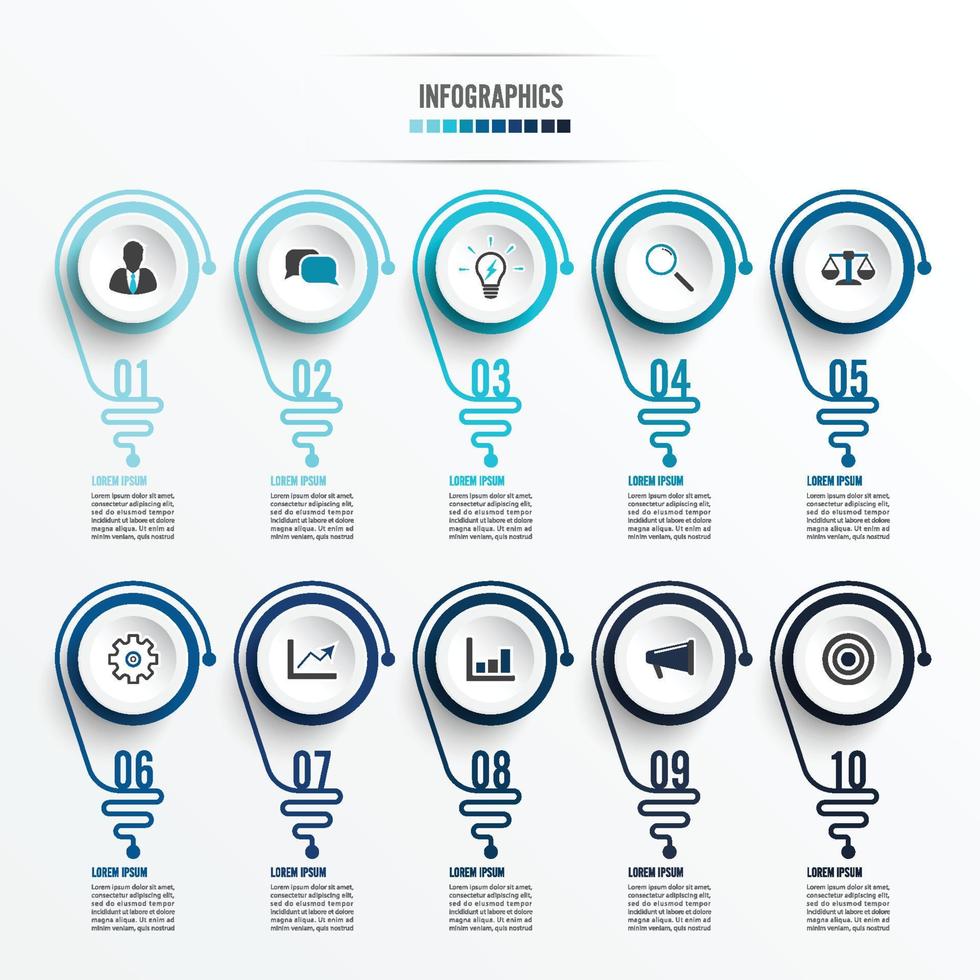 abstrakt infographic med glödlampa. infografik för företagspresentationer eller informationsbanner 10 alternativ. vektor