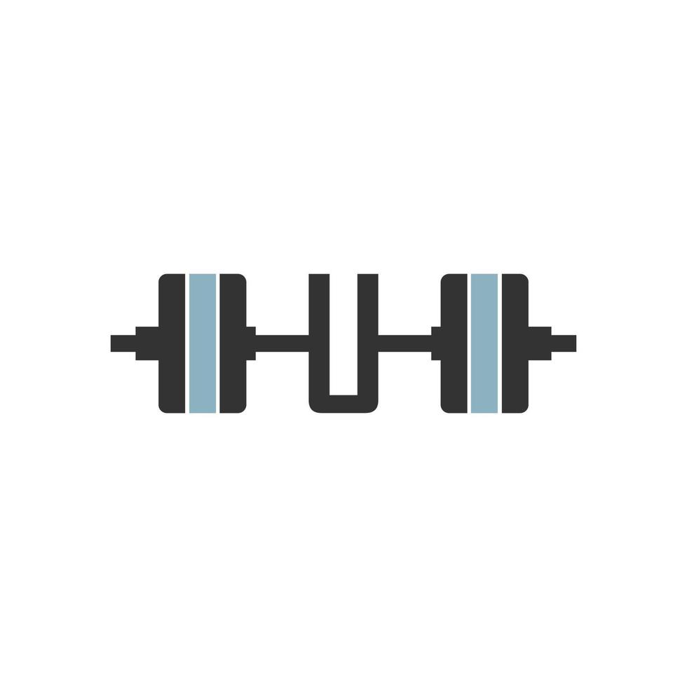 Buchstabe u mit Langhantel-Symbol Fitness-Design-Vorlage vektor