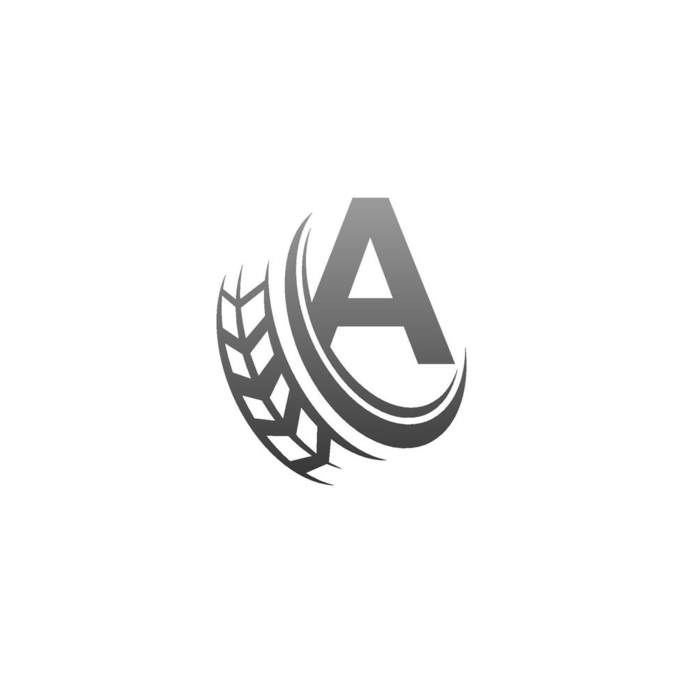 bokstaven a med efterföljande hjul ikon designmall illustration vektor