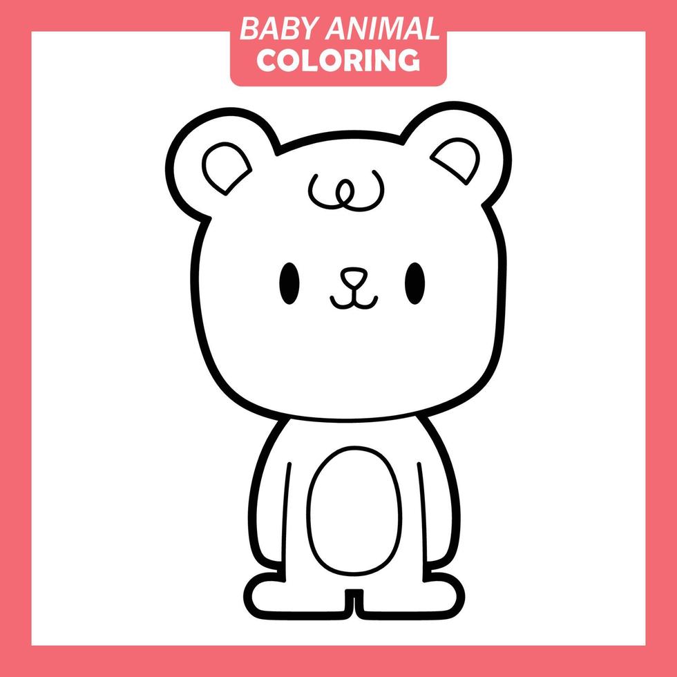 färg söt baby djur tecknad film med björn vektor