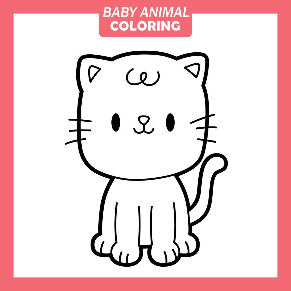 färg söt baby djur tecknad med katt vektor
