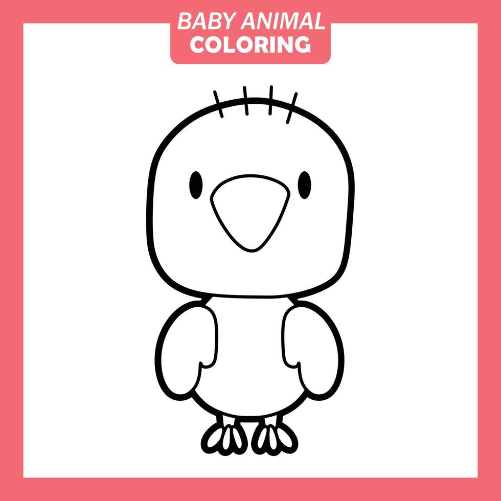 färg söt baby djur tecknad film med chick vektor