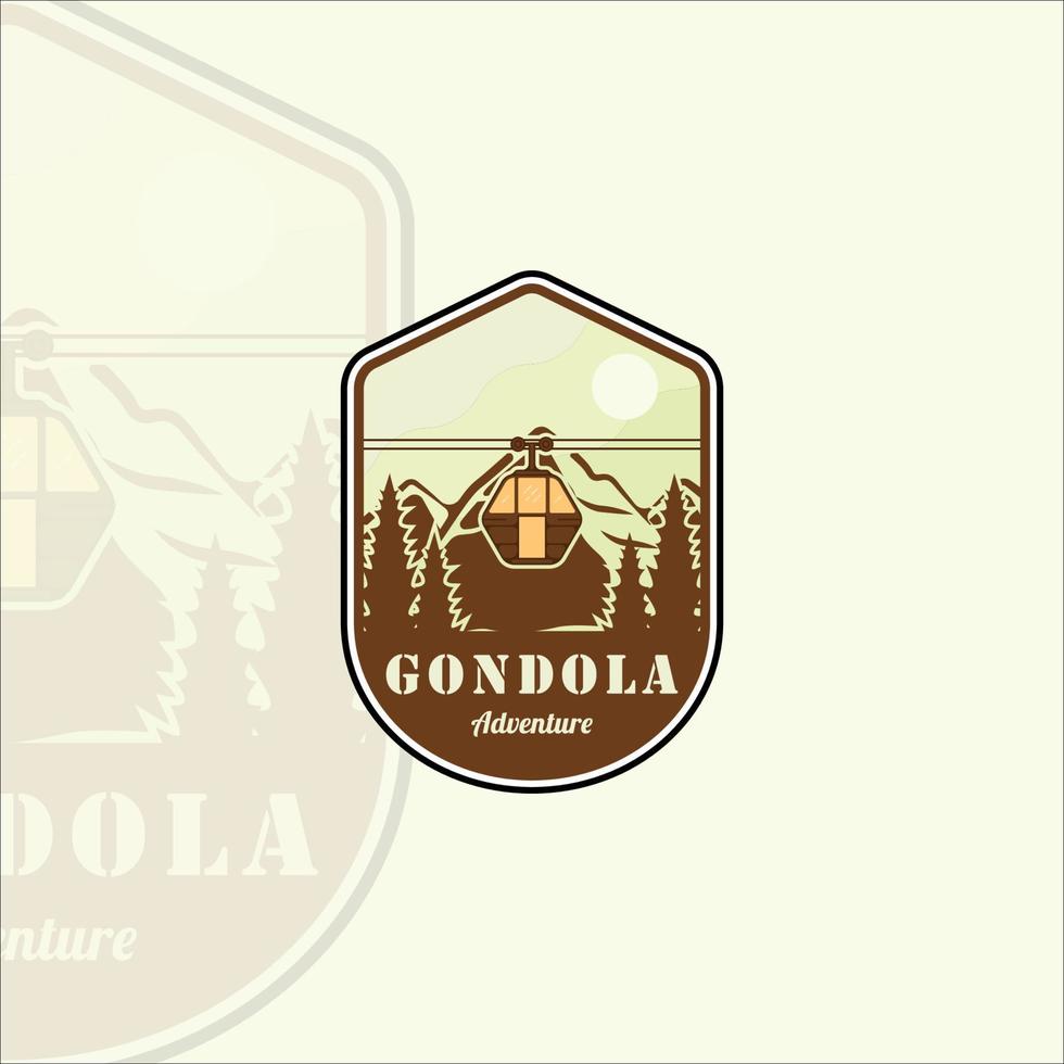 linbana eller gondol emblem logotyp vintage vektor illustration mall ikon grafisk design. transport affärsresor för semester vid berget tecken och symbol med märke