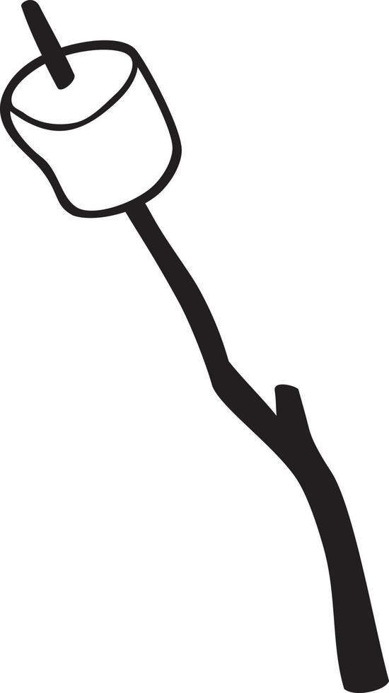 Marshmallow auf einem Stock Schwarz-Weiß-Vektor-Illustration vektor