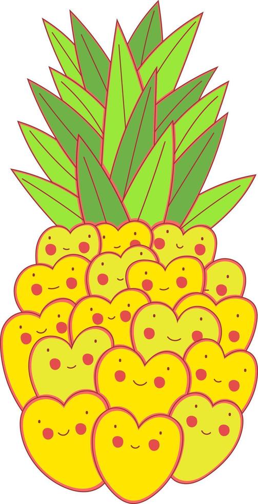 ananas früchte. flache Ikone der Vektorillustrationskarikatur lokalisiert auf Weiß. vektor