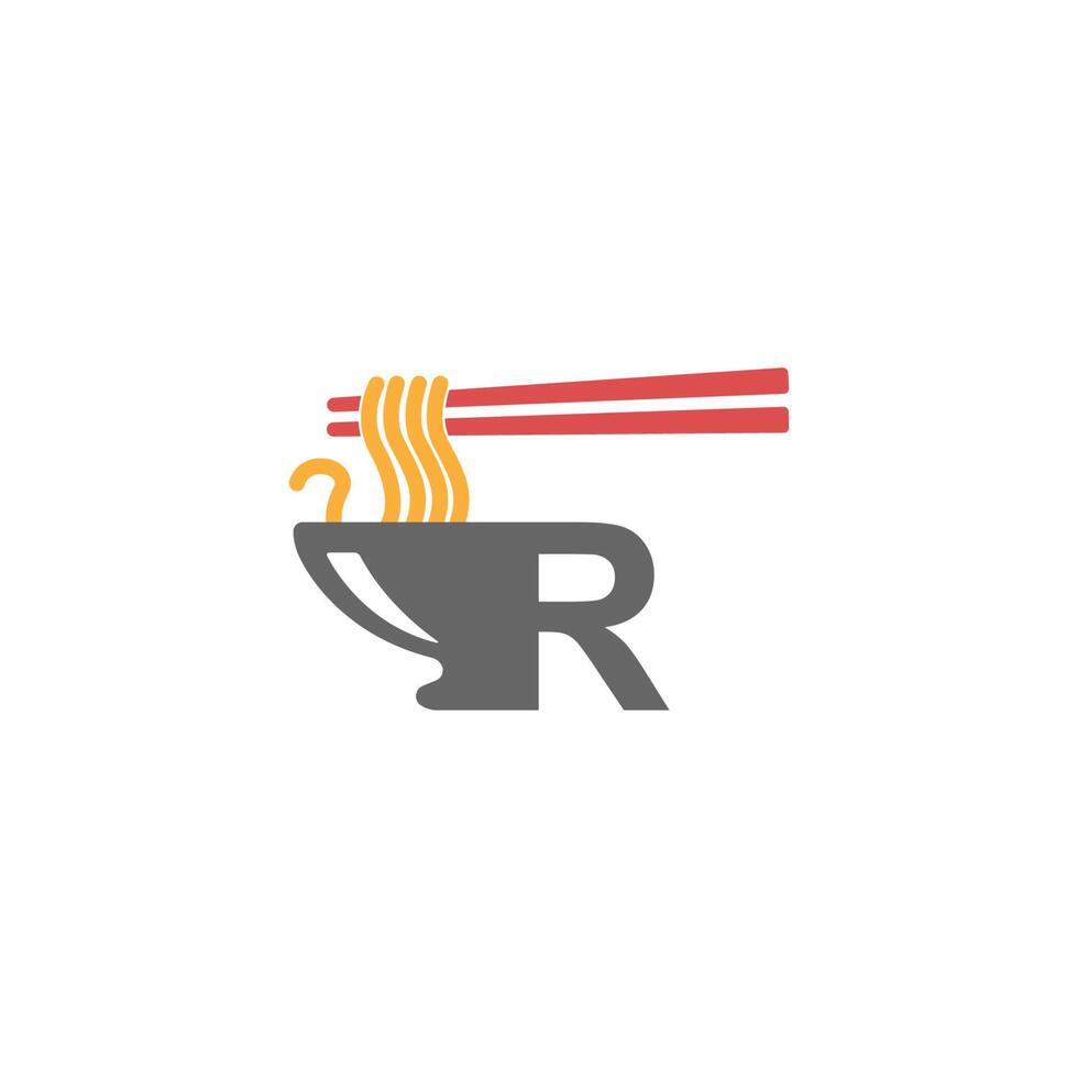 bokstaven r med nudel ikon logotyp design vektor