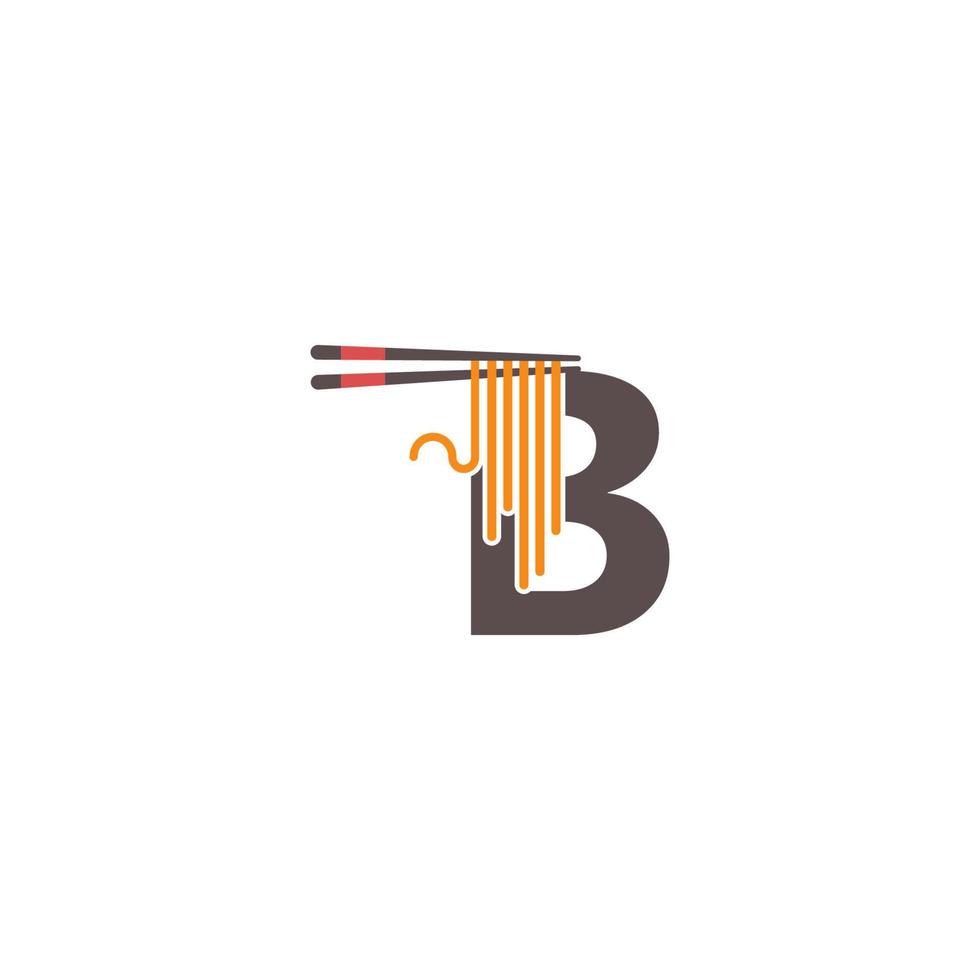 bokstaven b med ätpinnar och nudel ikon logotyp design vektor