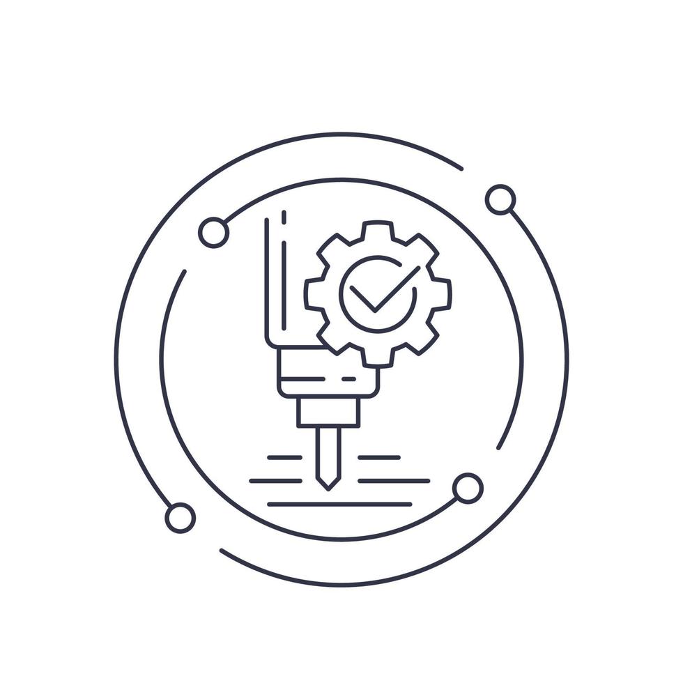 cnc-maschinenservice, liniensymbol auf weiß vektor