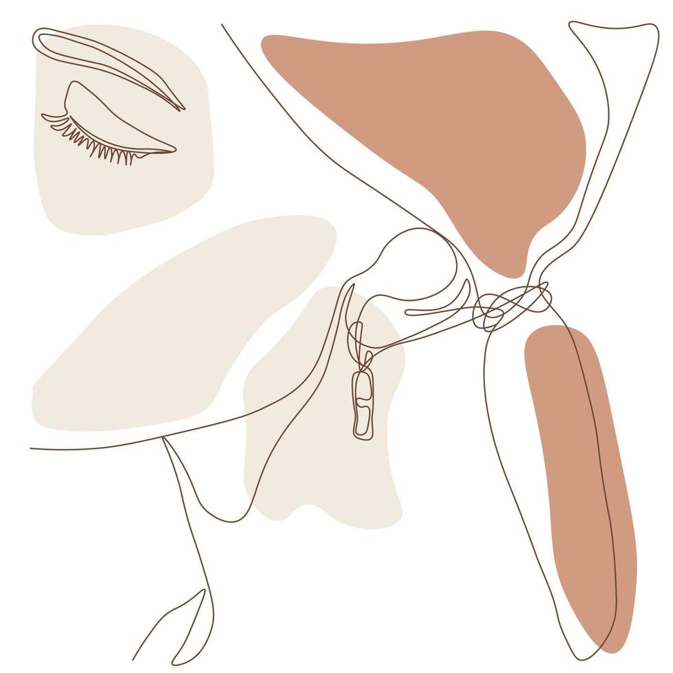 eine linie zeichnung frauenporträt, minimaler kreativer zeitgenössischer abstrakter trendstil. Mode- und Schönheitskonzept. ästhetisches design für druck, karte, logo, poster, t-shirt. Kunstvektor mit durchgehender Linie vektor