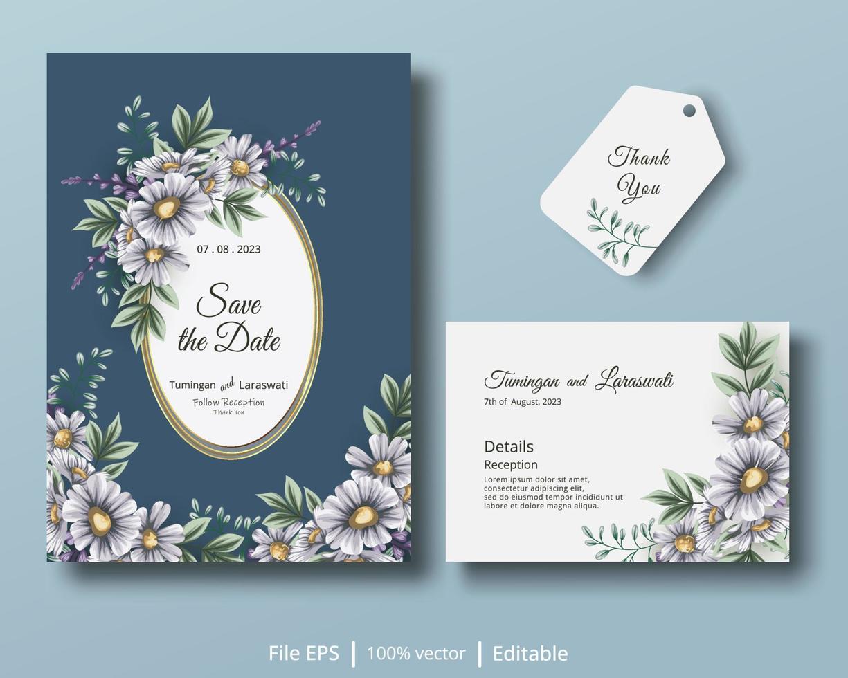 ett vackert inbjudningskort med en kombination av blommiga och mjuka färger som passar för att komplettera behoven hos bröllopsinbjudningar vektor