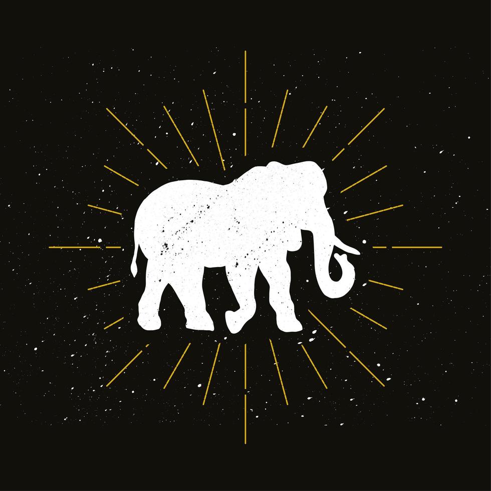 retro elefant silhuett logotyp vektor