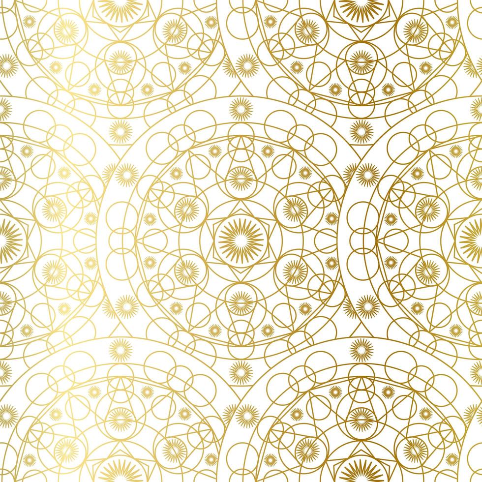 Gold Luxus Kunst Mandala Boho nahtloses Muster vektor