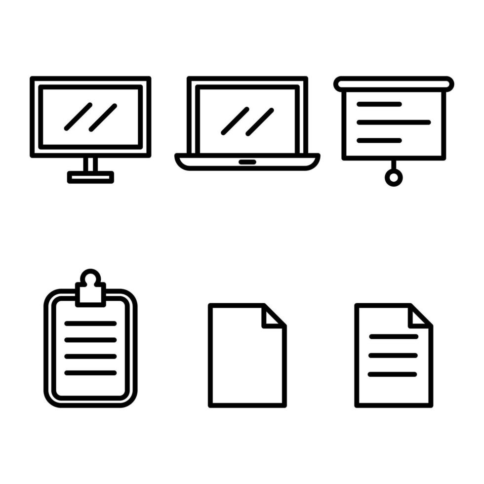 Satz dünner Bürosymbole, enthält solche Symbole wie Geschäftstreffen vektor