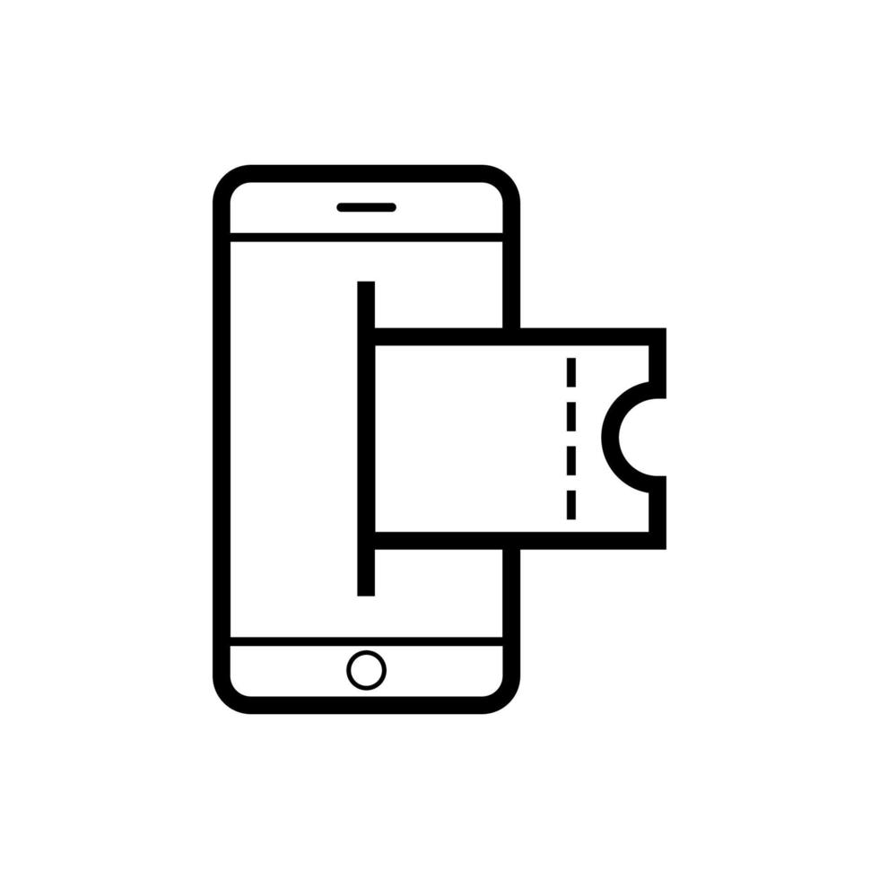 mobil biljett digital ikon design, virtuell biljett online illustration på vit bakgrund vektor