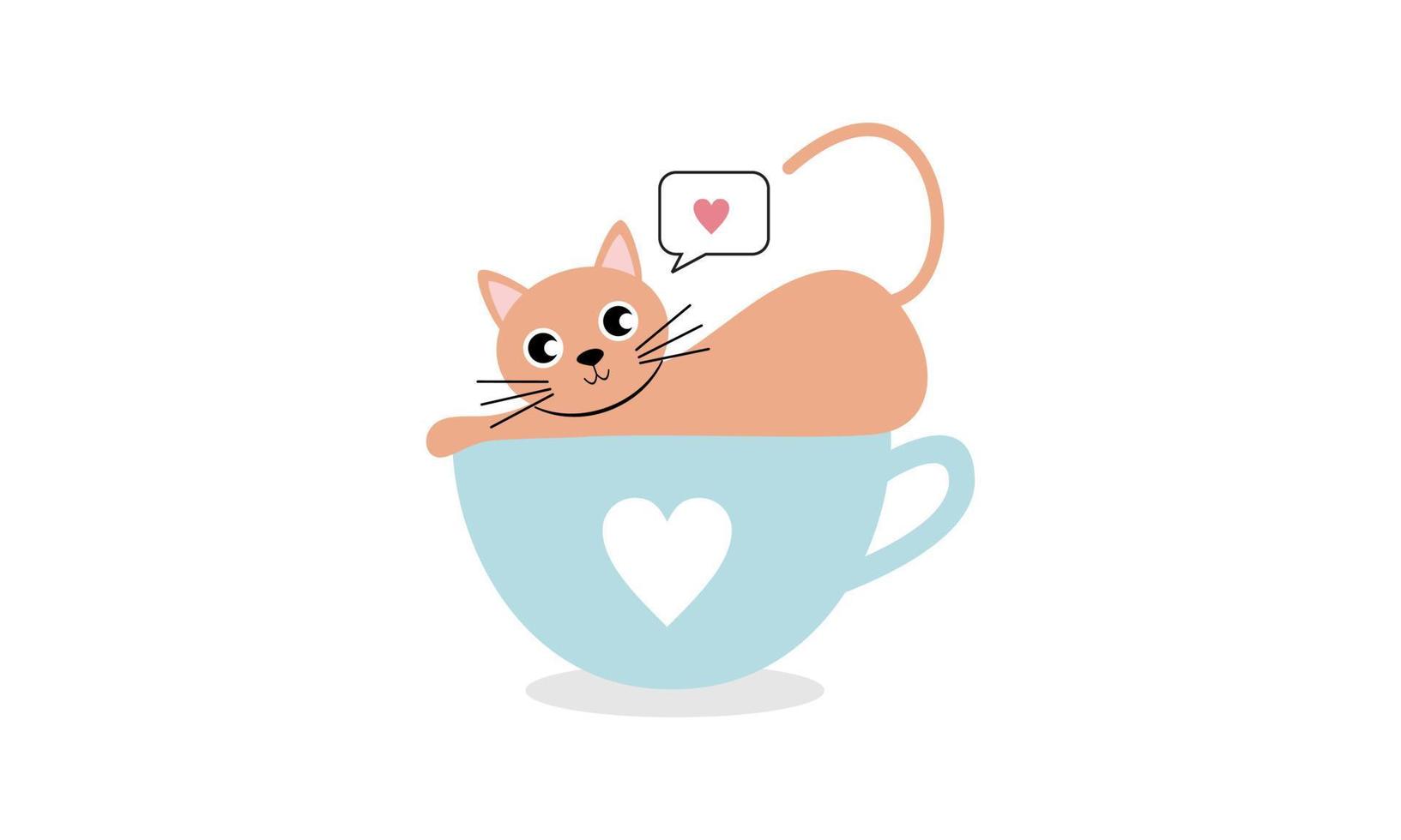 Katzen und Teetassen ein Tasse Tee-Logo vektor