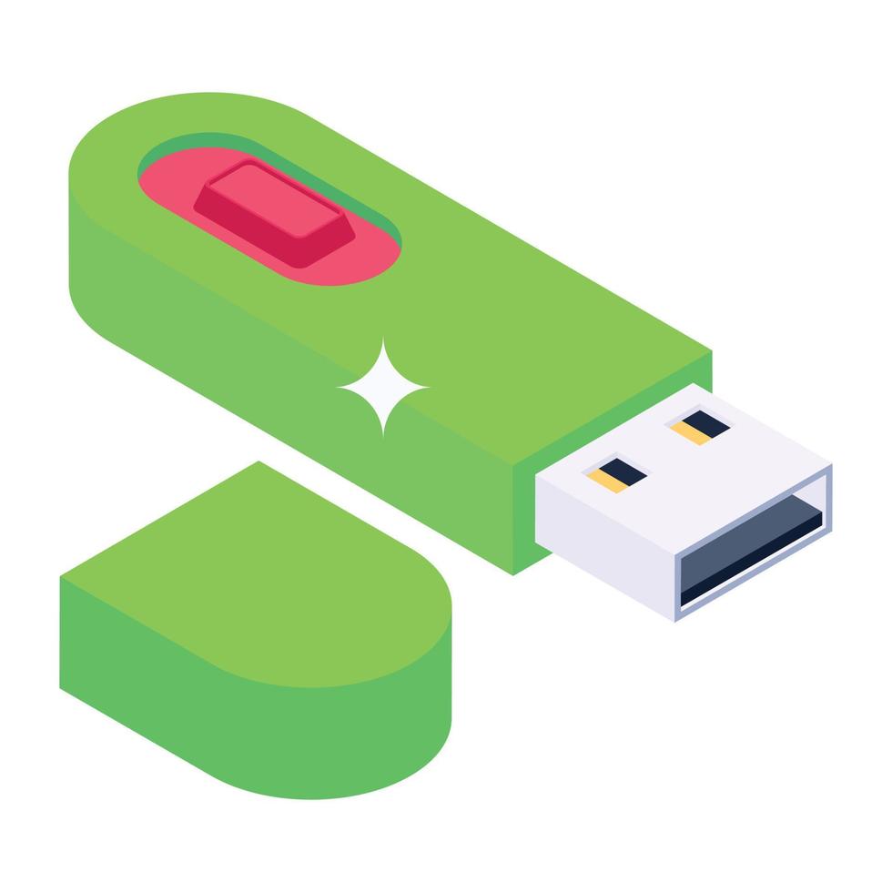 Universal Serial Bus, USB-Symbol im modernen isometrischen Stil vektor