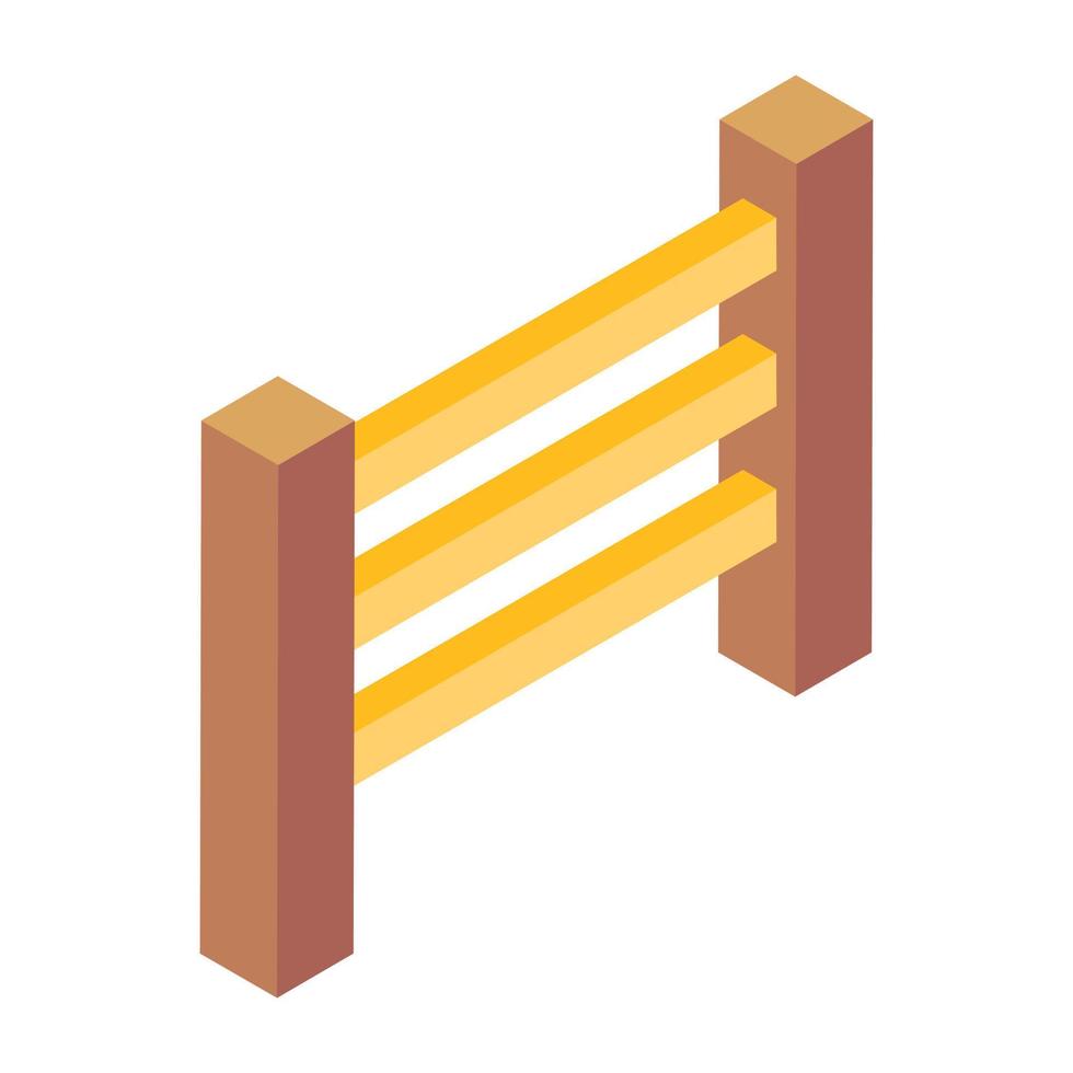 Holzzaun im modernen isometrischen Stil vektor