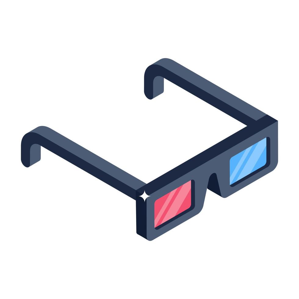 3D-glasögon i den isometriska stilikonen vektor